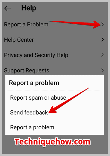 report the problem” tap on “Send feedback