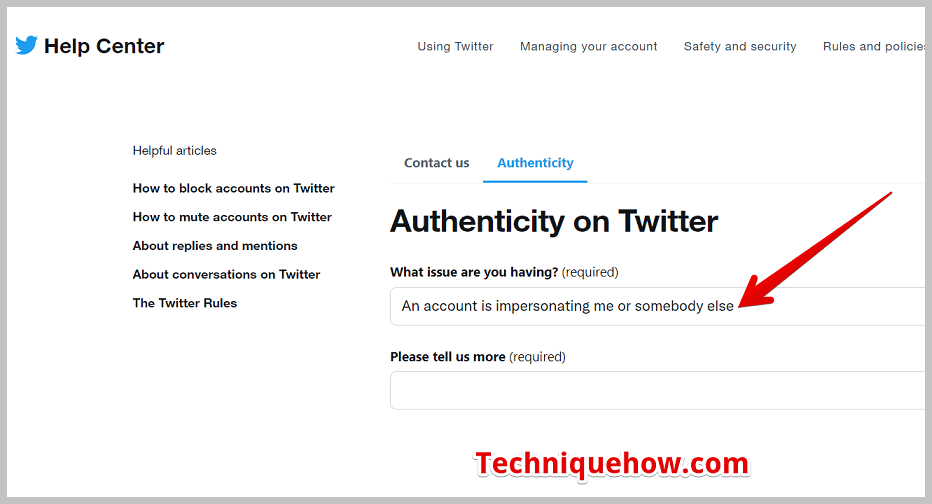 An account is impersonating me or somebody else