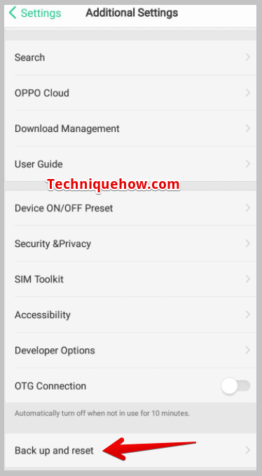 Backup and Reset