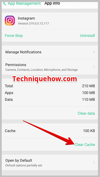 Clear up cache data of Instagram