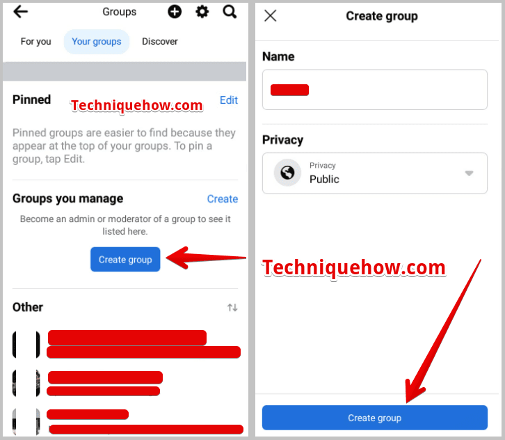 Create Group option