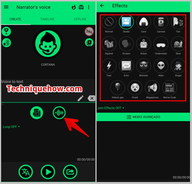 Effects button and add effects