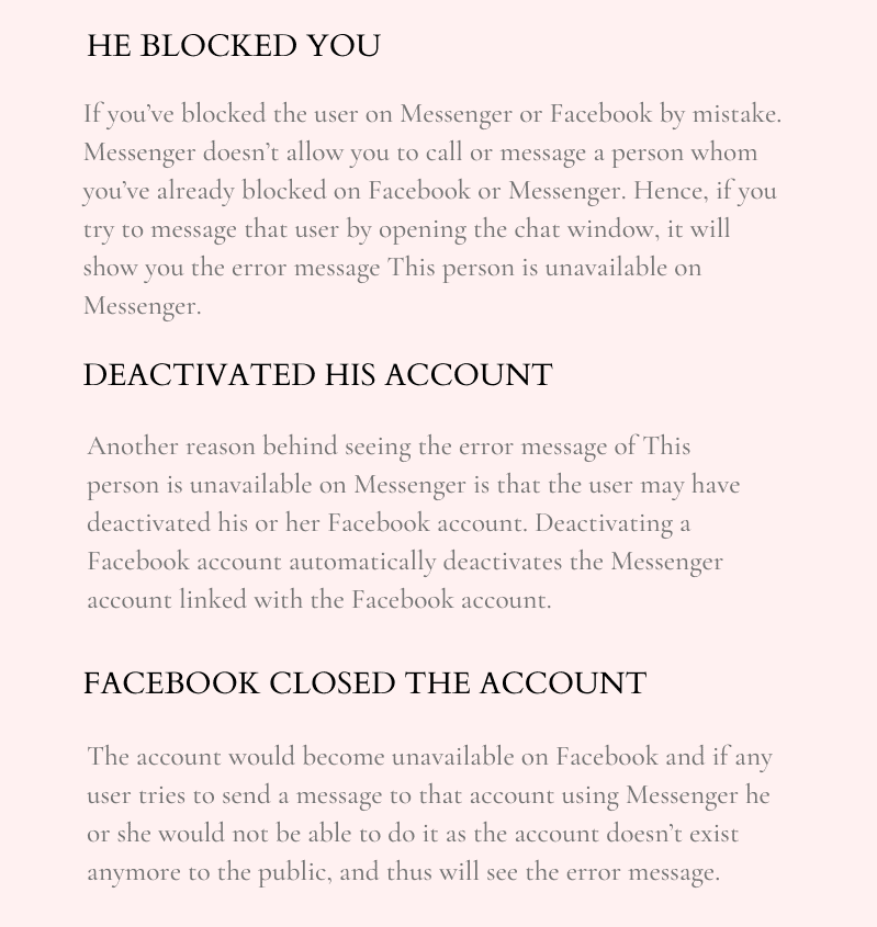 Info_This person is unavailable on Messenger