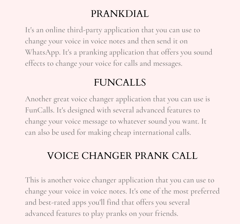 Info_Voice Changer App Male to Female for WhatsApp