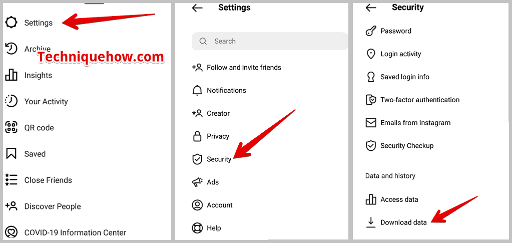 Settings Security and Download Data