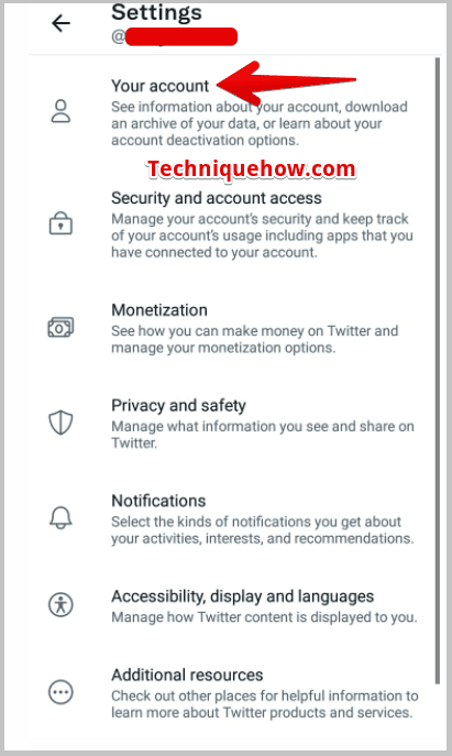 Your Account option