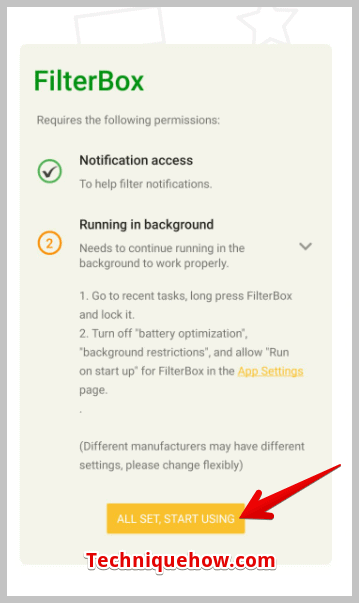 click on All Set Start using