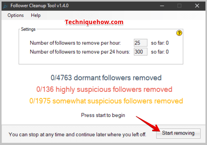 click on Start removing