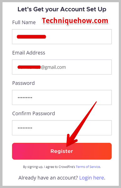 crowdfire register