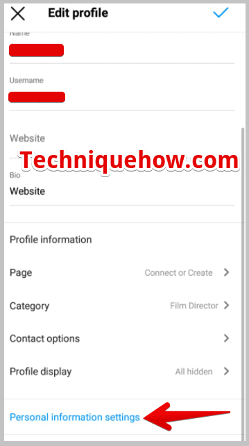 personal Information settings