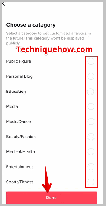 select the category