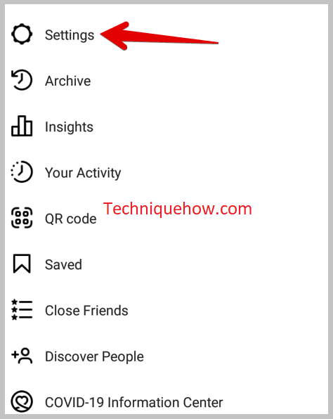 settings icon on instagram