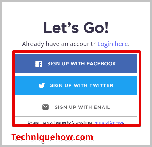 sign up to your account