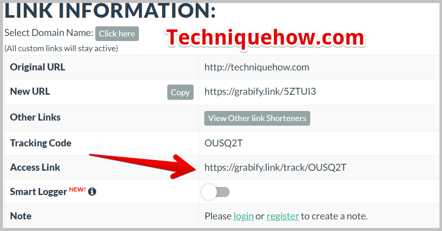 Click on access link