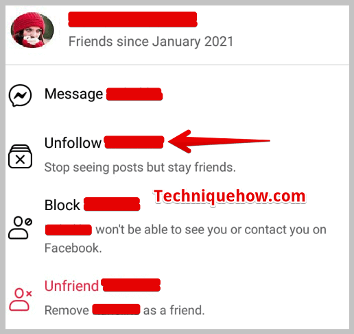 Click on the option Unfollow