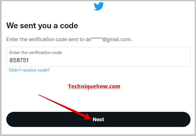 verification code sent by email