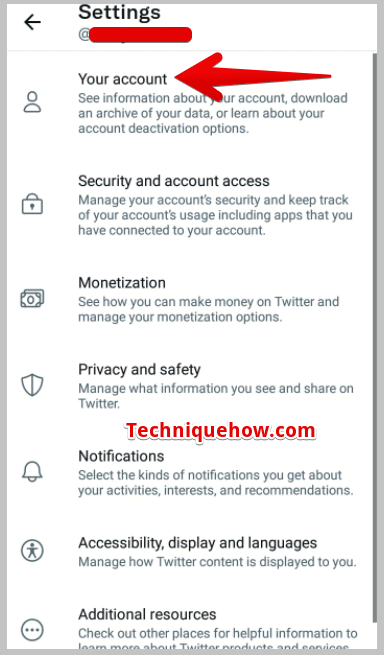 your account on twitter