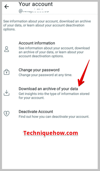 Click on Download an archive of your data