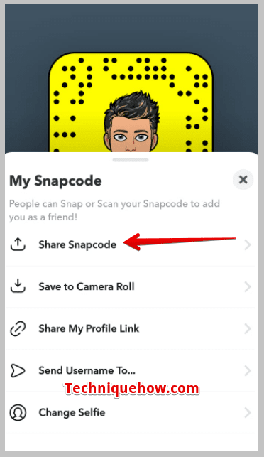 Click on Share Snapcode