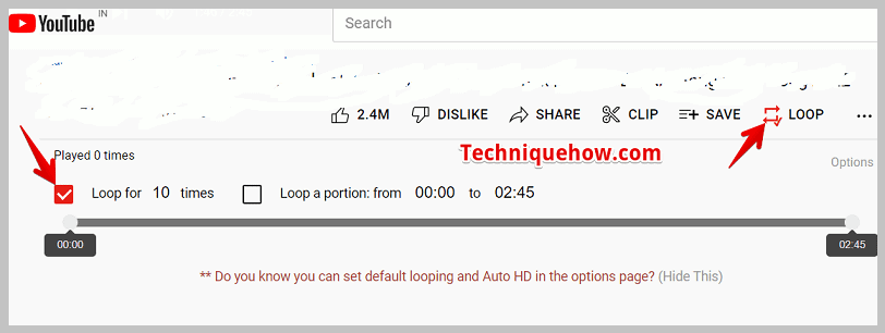 Click on the Loop button