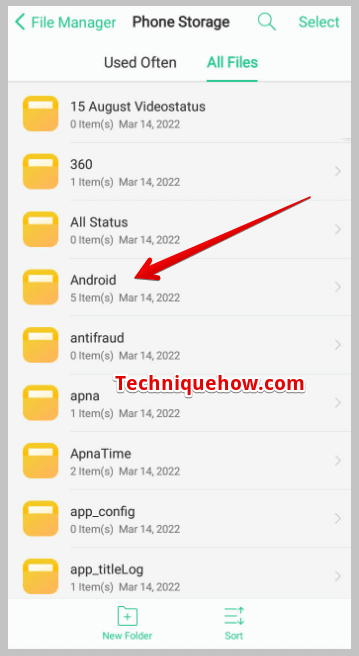 Click on the folder Android