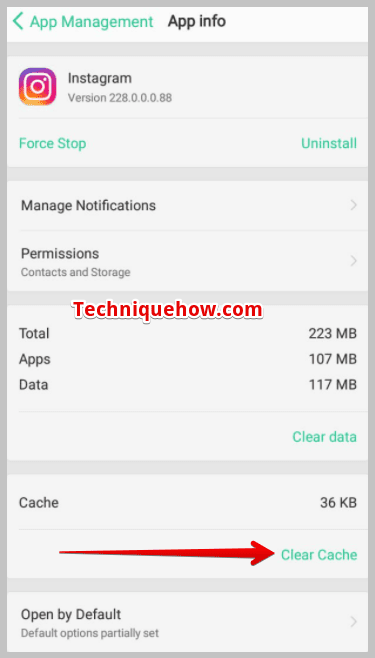 Click on the red Clear cache option 