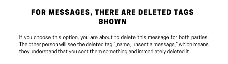 For messages, there are deleted tags shown