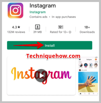 Instagram and then click on Install.