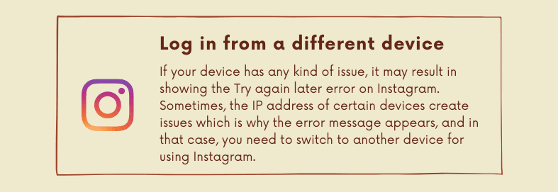 Log in from a different device
