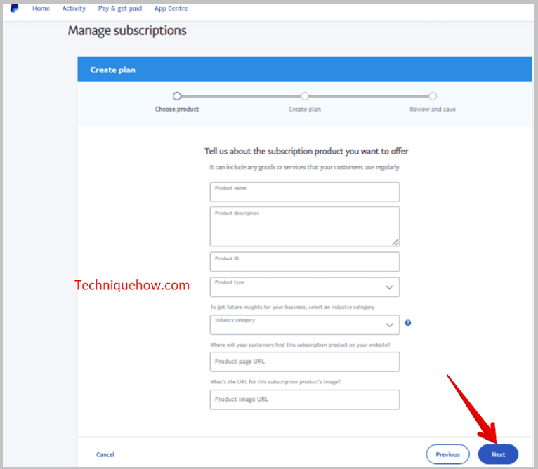  Manage Subscriptions page
