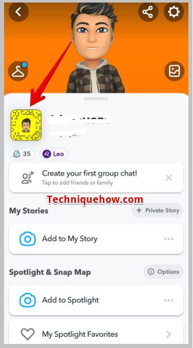 On the profile page