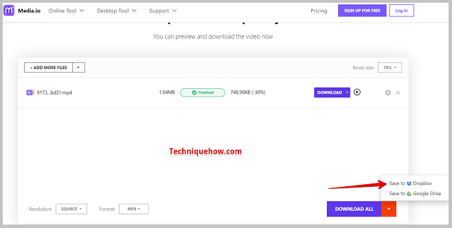 Save to Drapbox option