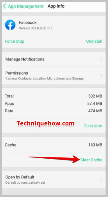 clear cache’ button android
