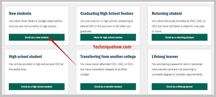 click on Enroll as a New Student