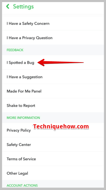 click on I Spotted a bug