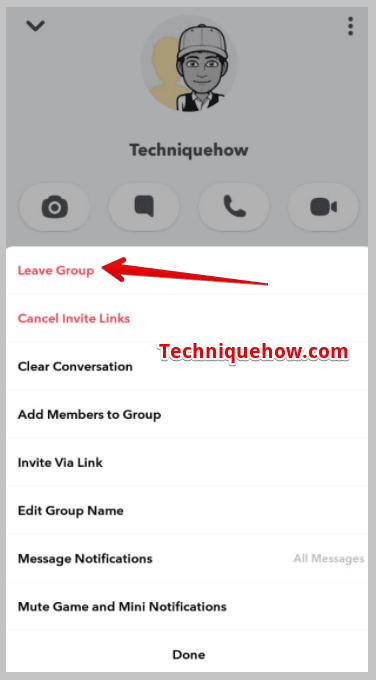click on Leave Group to exit
