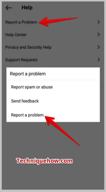 click on Report a Problem