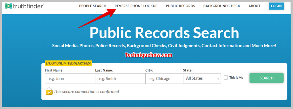 click on Reverse Phone Lookup