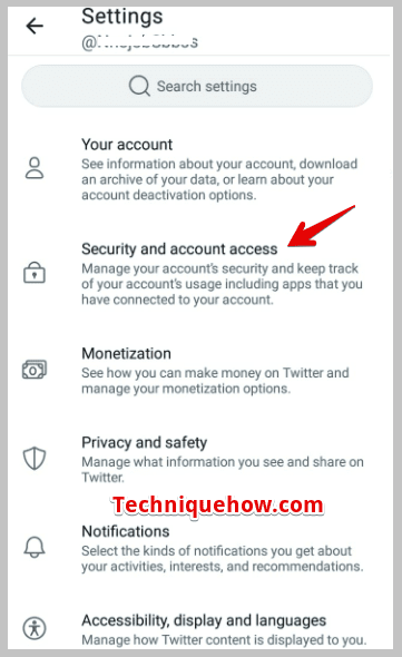 click on Security and account access