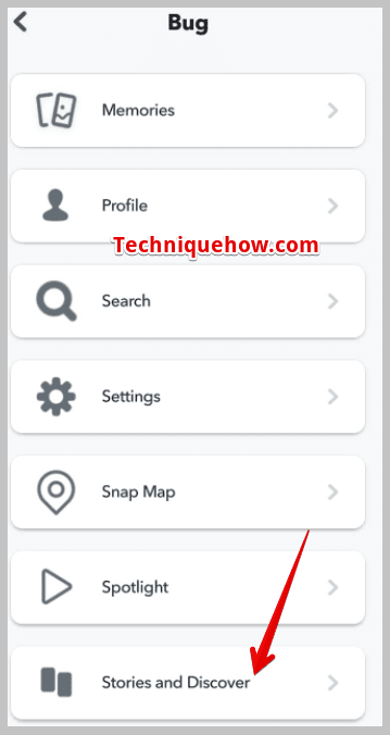 click on Stories and Discover