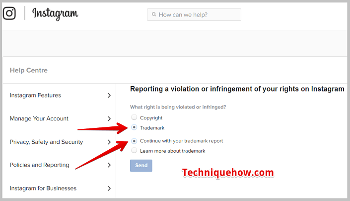 click on Trademark