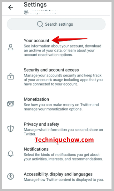 click on Your account