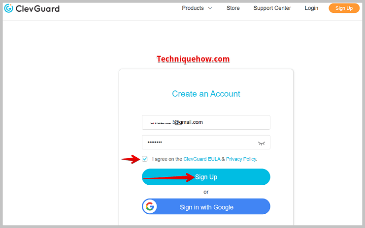 create an account by signing up