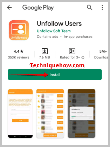 install the application unfollow