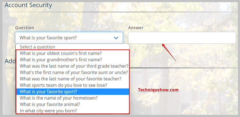 select a security question