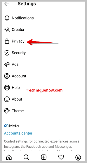 tap on Privacy