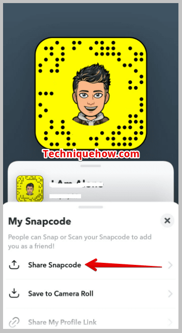 Click on Share Snapcode