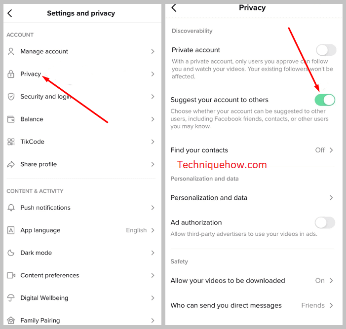 Settings and Privacy