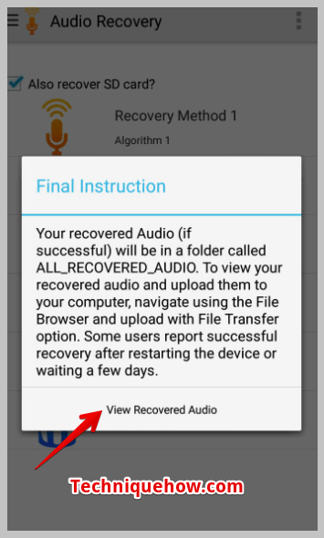 View Recovered Audios