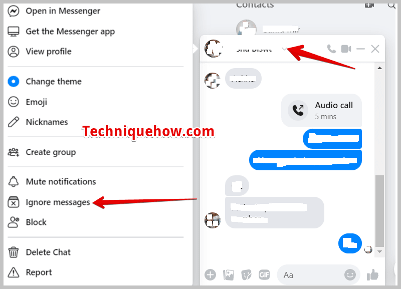 click on Ignore messages